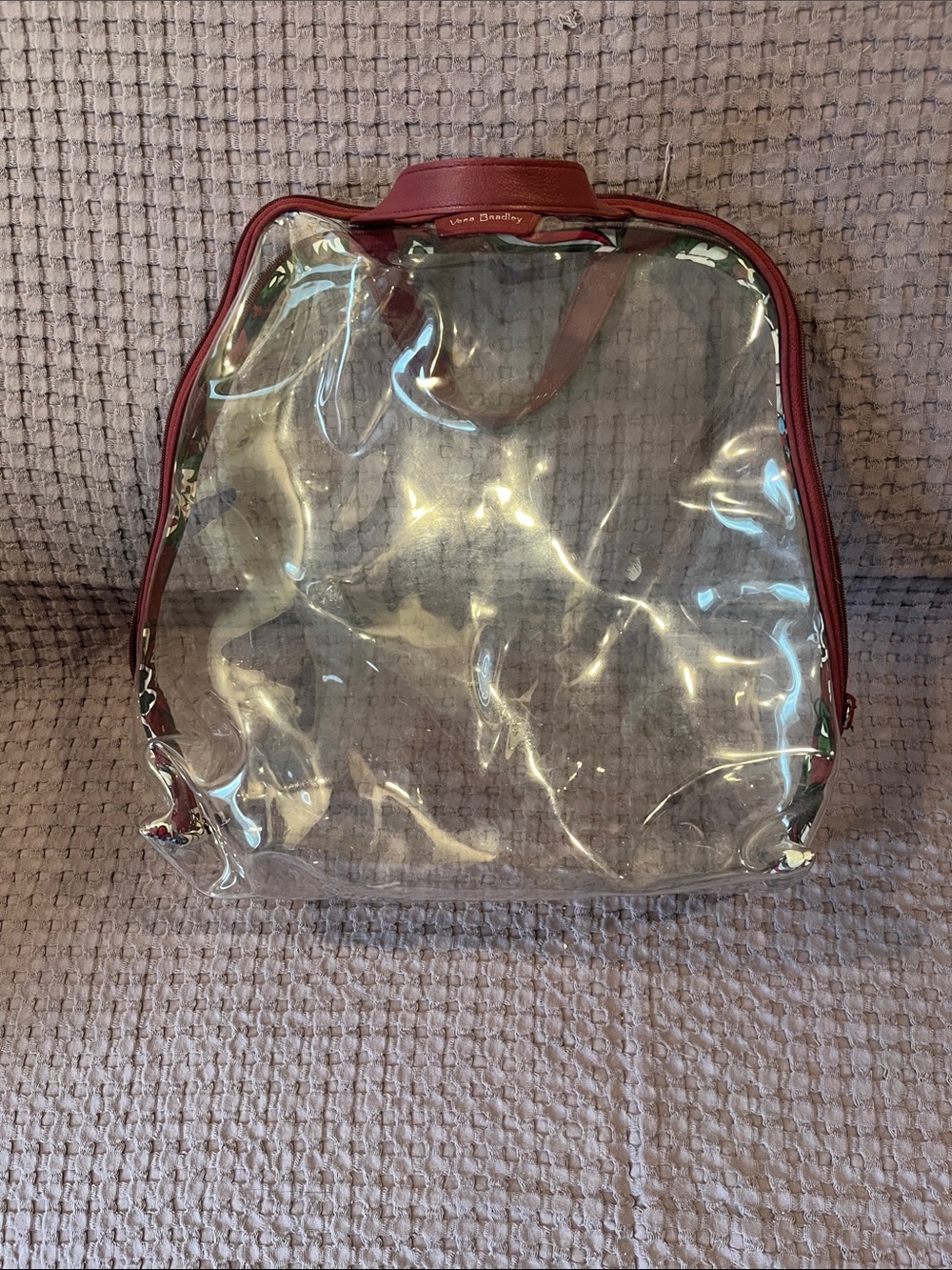 Vera Bradley 2017 Bordeaux Blooms Clear Tote / Stadium Bag with Burgundy Trim